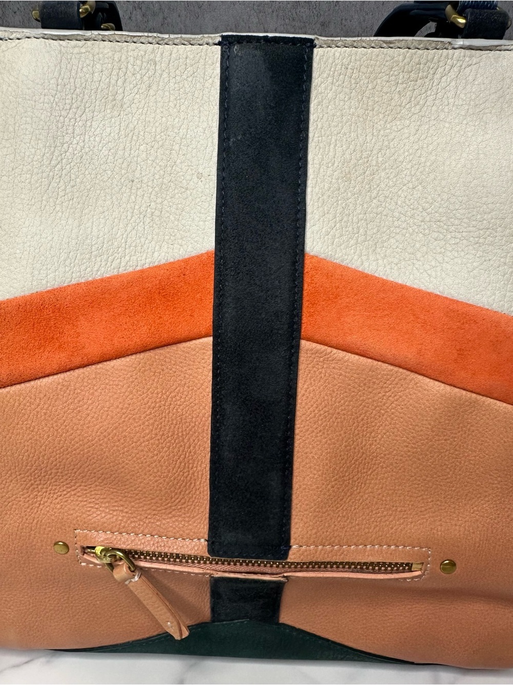 Jerome Dreyfuss Anatole Colorblock Leather Tote Bag - Picture 4 of 12